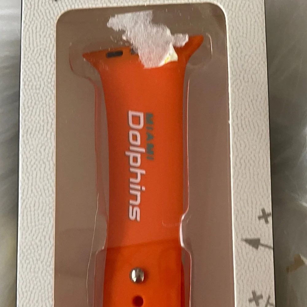 NFL Dolphins Orange Silicone Watch Band for Apple Watch NIB